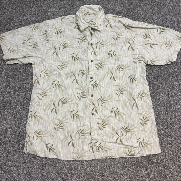 Tommy Bahama Other - Tommy Bahama Men's L Tencell Beige Floral Short‎ Sleeve Hawaiian Buttons Shirt